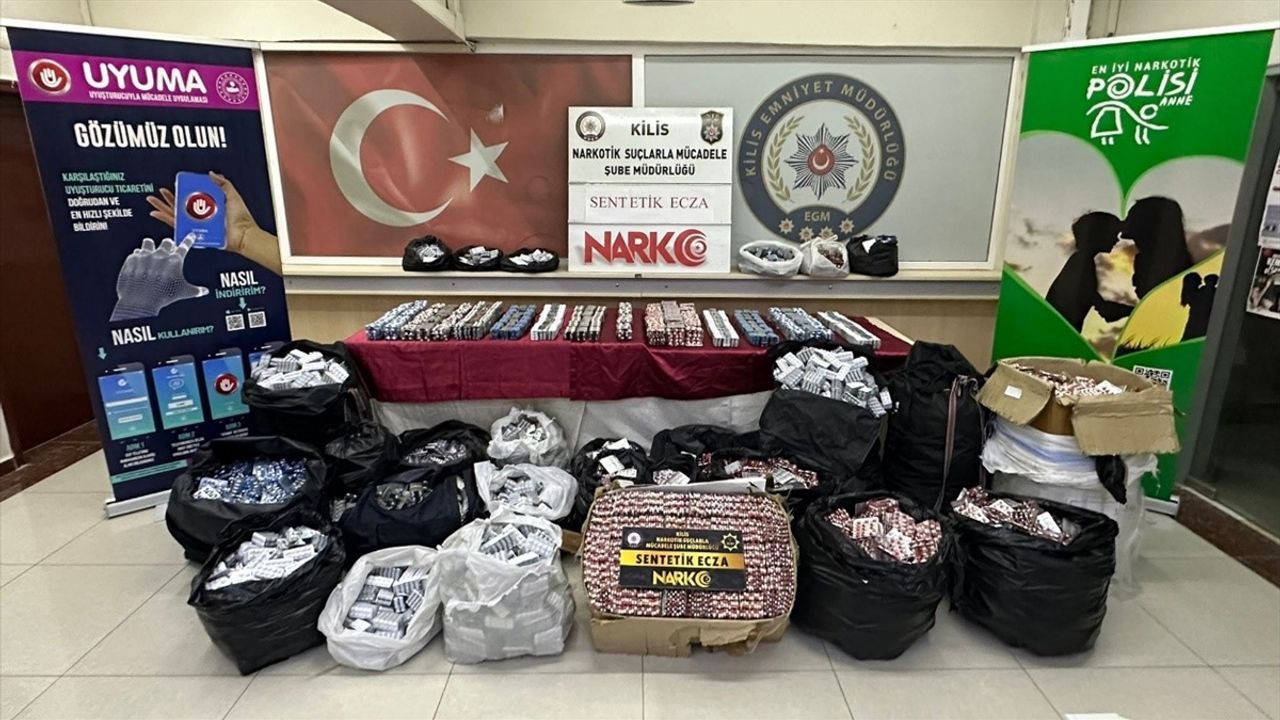 Kilis'te 450 bin 610 sentetik uyuşturucu hap ele geçirildi