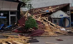 Samsun'da kuvvetli rüzgar bir çatıyı uçurdu, ağaçları devirip elektrik tellerini kopardı