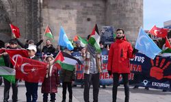 Erzurum'da sağlık çalışanları ramazanda soğuğa rağmen Gazze için yürüdü