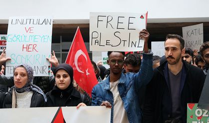 Bayburt'ta üniversite öğrencileri İsrail'in Gazze'ye yönelik saldırılarını protesto etti