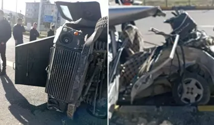 Kars'ta zırhlı araç ile otomobil çarpıştı: 6 yaralı