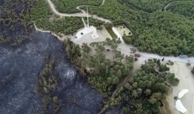 Çanakkale'de orman yangınının zarar verdiği alanlar dron ile görüntülendi