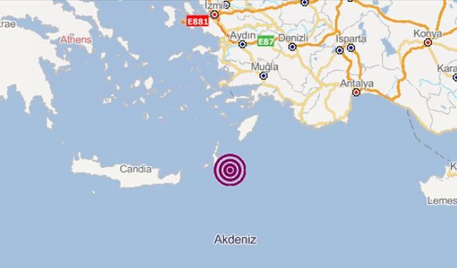 Akdeniz'de 4,4 şiddetinde deprem